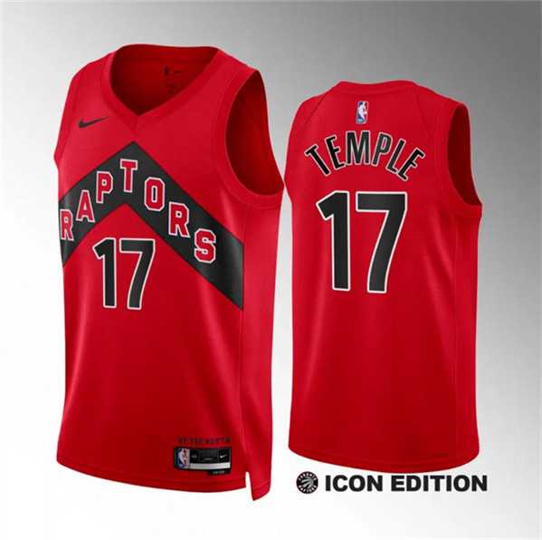 Mens Toronto Raptors #17 Garrett Temple Red Icon Edition Stitched Basketball Jersey Dzhi